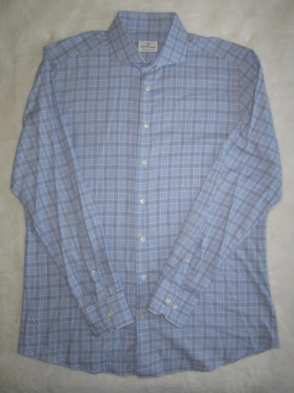 EMANUEL BERG Modern Fit Havard Cutaway Collar Flannel Shirt Men's 16 1/2 Large